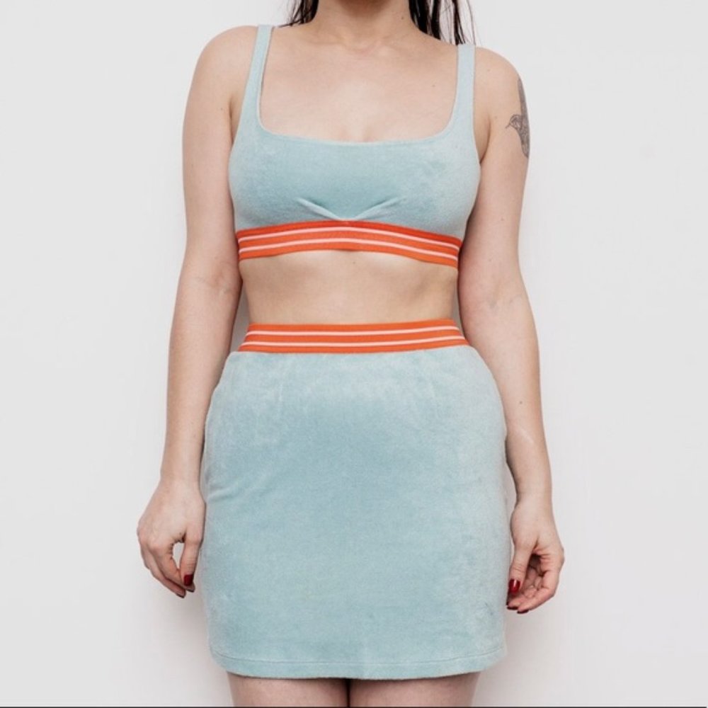 NWT Urban Outfitters Ecote Terry Cloth Two Piece Top and Skirt Set size XS